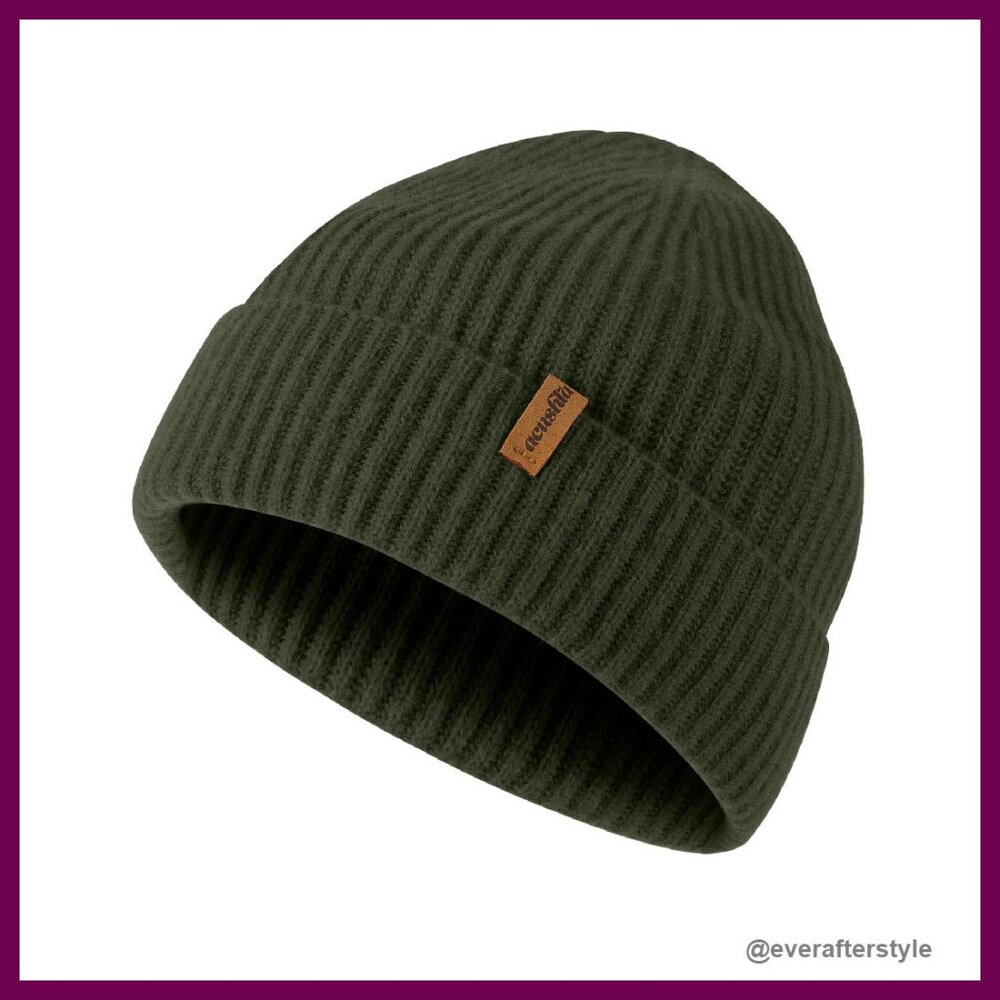 100% Merino Wool Cuff Beanie Unisex Winter Hat Classic Warm Knitted Skullie